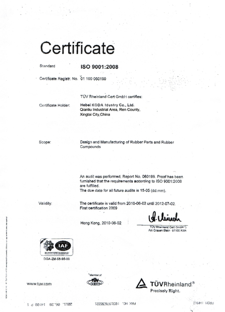 China Xingtai KODA Industry Co., Ltd. certification